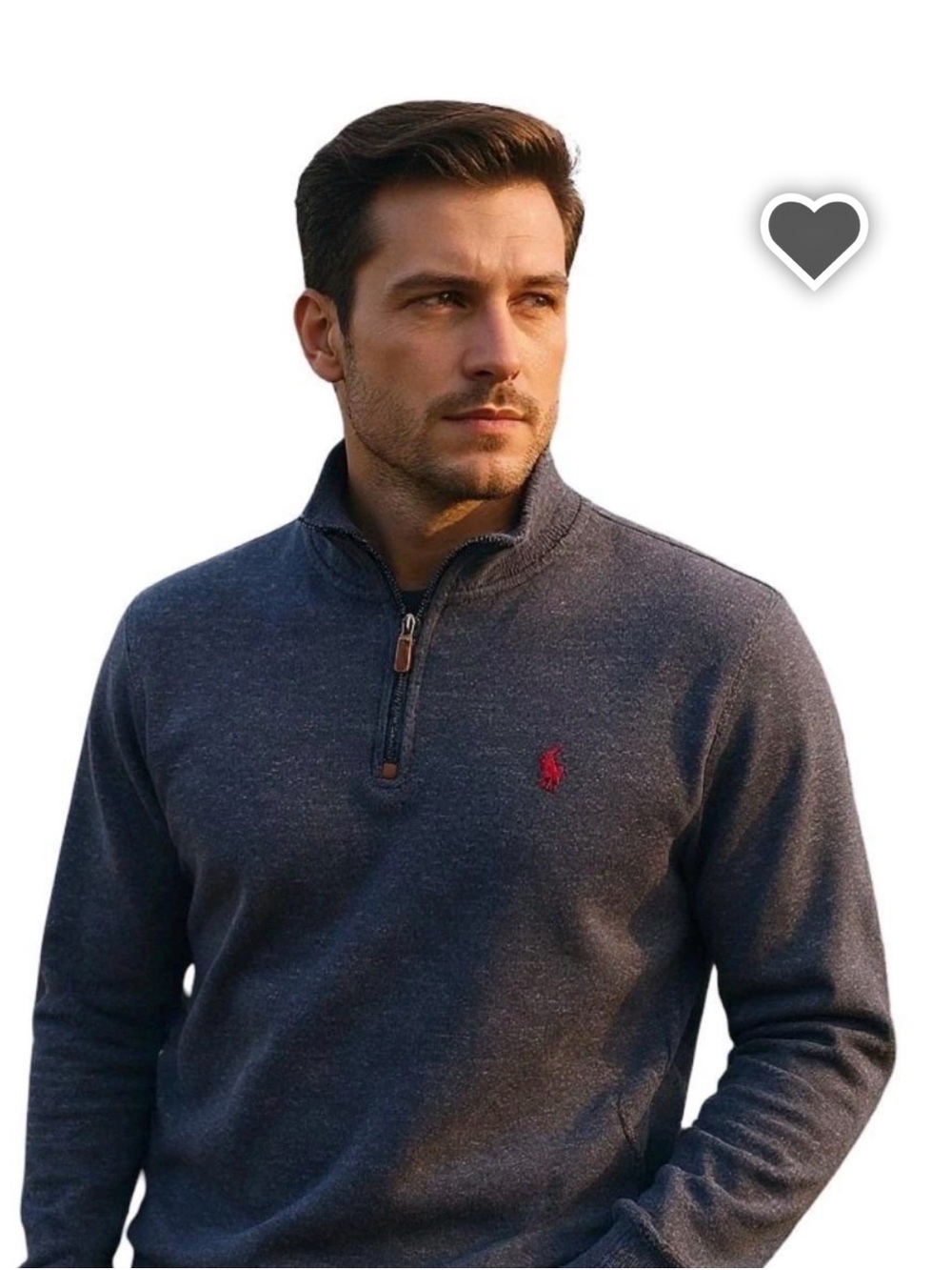 Polo by Ralph Lauren Heather Grey Half-Zip Pullover Sweater with Burgandy Pony